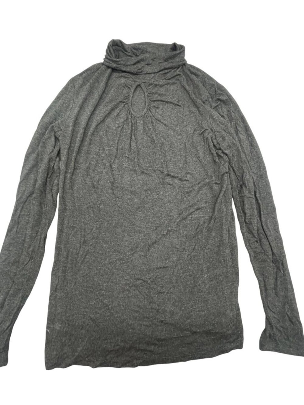 spense long sleeve turtle neck shirt gray viscose blend bust cut out medium READ